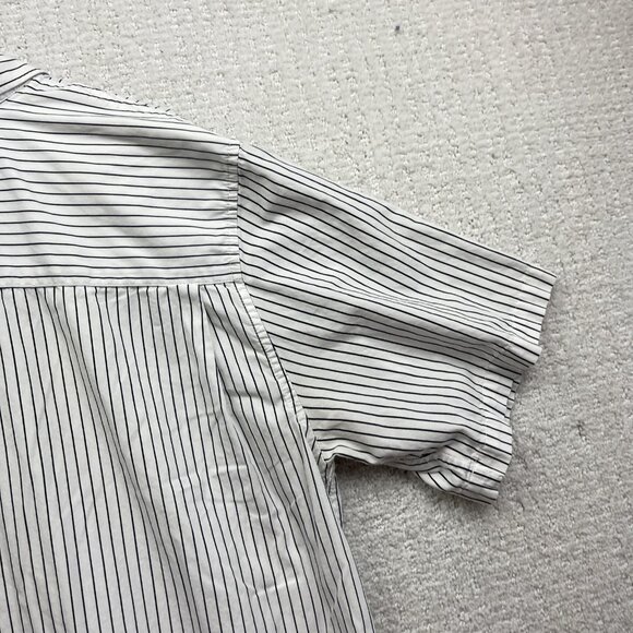 Y2K Avirex  Button Up Shirt Mens XL Short Sleeve Striped White Grunge Graphic** - Picture 14 of 15